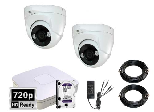 Billig Analog Kamera Pakke Med Hybrid Dome 720p 2 Stk 30m