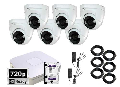 Billig Analog Kamera Pakke Med Hybrid Dome 720p 6 Stk