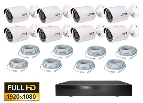 Budget Pakkelosning Med 8 Stk 1080p Ip Kameraer