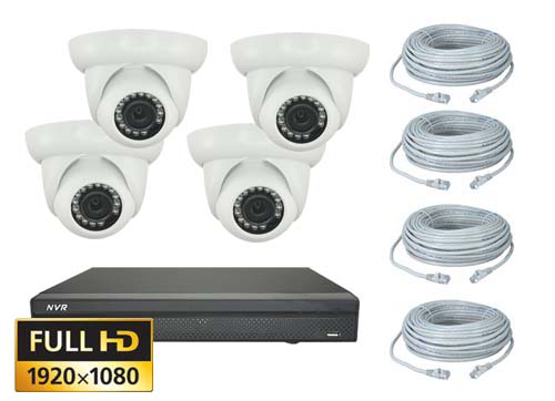 Diskret Ip Dome Kamera Pakke Med 4 Stk Full Hd