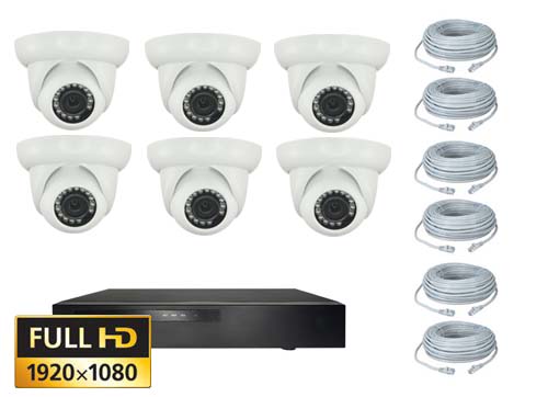 Diskret Ip Dome Kamera Pakke Med 6 Stk Full Hd