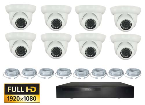 Diskret Ip Dome Kamera Pakke Med 8 Stk Full Hd