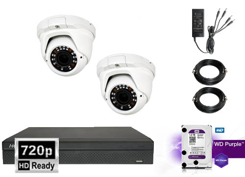 Hd Ready Hybrid Kamera Pakkelosning Med 2 Stk Overvagningskameraer Pa 720p Med Justerbare Linser