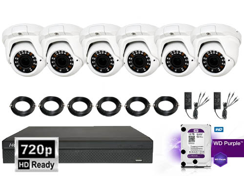 Hd Ready Hybrid Kamera Pakkelosning Med 6 Stk Overvagningskameraer Pa 720p Med Justerbare Linser