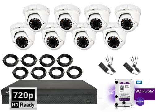 Hd Ready Hybrid Kamera Pakkelosning Med 8 Stk Overvagningskameraer Pa 720p Med Justerbare Linser