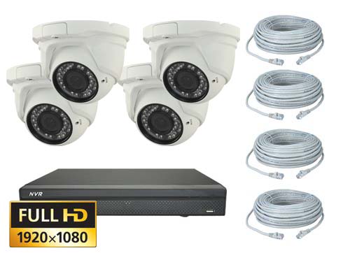 Komplet Pakkelosning Med 4 Justerbare Ip Kameraer Full Hd