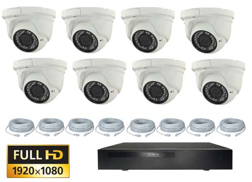Komplet Pakkelosning Med 8 Justerbare Ip Kameraer Full Hd