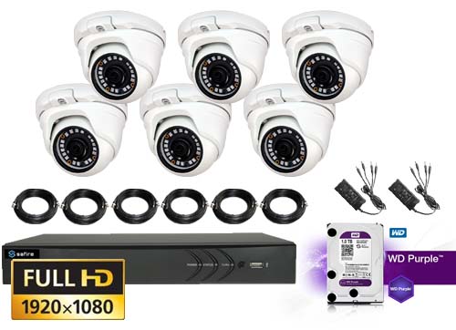 Professionel Full Hd Tvi Kamera Med 6 Stk 1080p