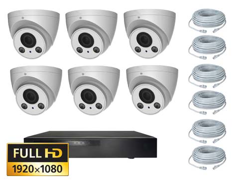 Professionel Pakkelosning Med 6 Stk Full Hd Ip Kameraer Med 4x Optisk Zoom