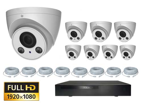 Professionel Pakkelosning Med 8 Stk Full Hd Ip Kameraer Med 4x Optisk Zoom