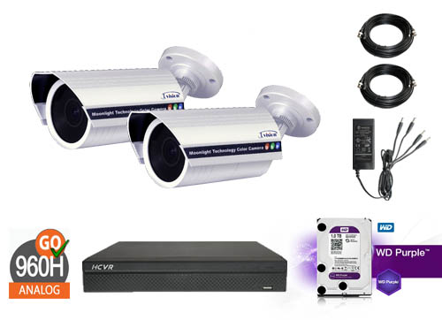 Sony Super Had Ccd Moonlight Kamera Pakke 2 Stk 960h Bullet Kameraer