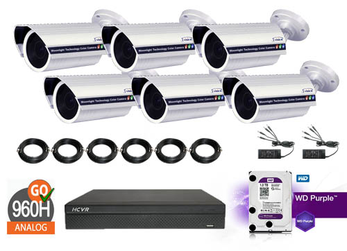 Sony Super Had Ccd Moonlight Kamera Pakke 6 Stk 960h Bullet Kameraer